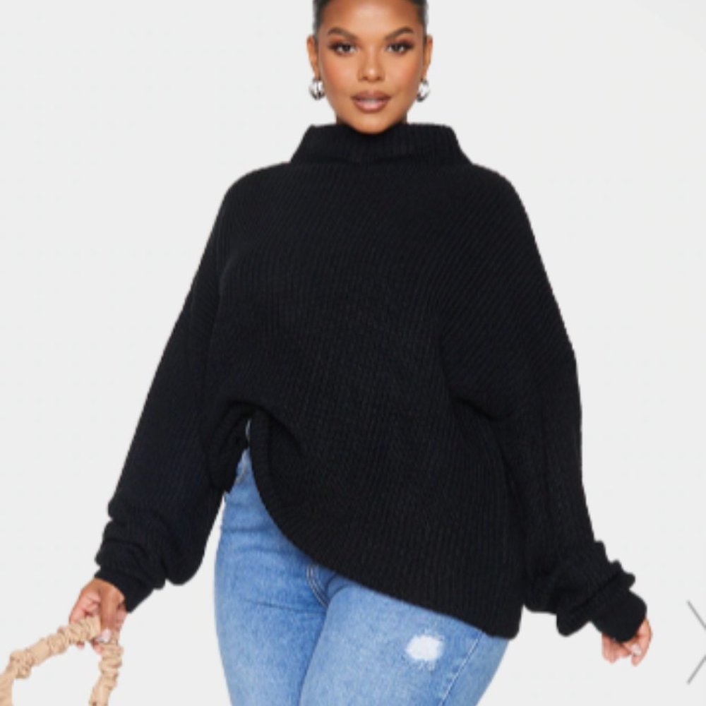PLUS BLACK HIGH NECK SWEATSHIRT